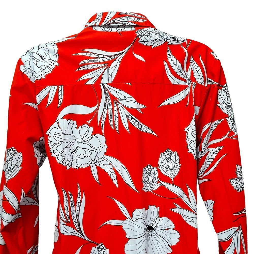 Zara Women's XS Red Floral Twist-Front Long Sleeve Button-Up Shirt Midi Dress - Picture 5 of 8